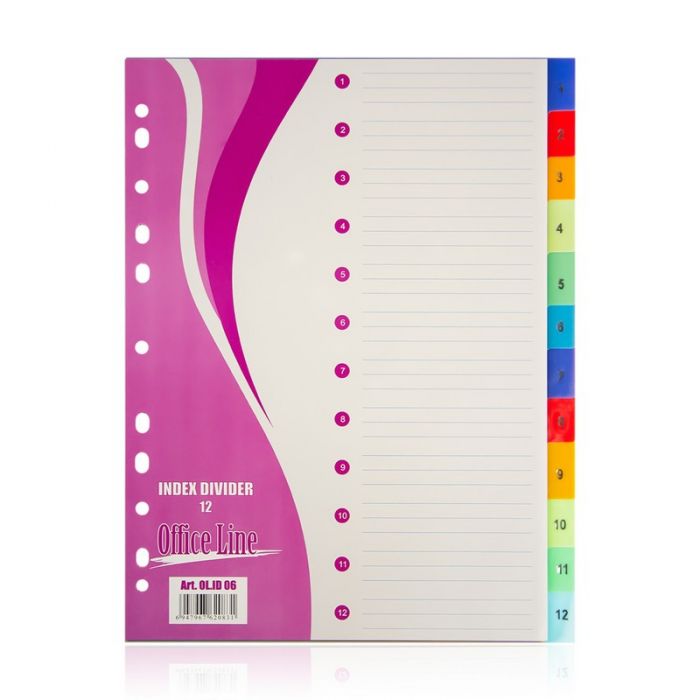 Цифровой пластиковый индекс-разделитель OfficeLine (1-12 штук)