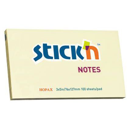 Bloc de hirtie pentru notite STICKn, 76x127, 100 file