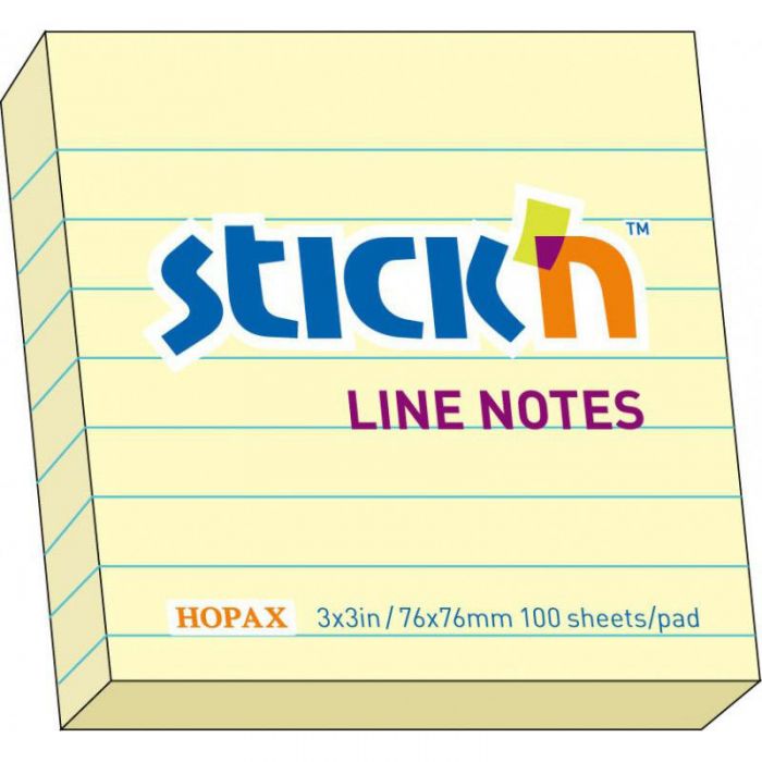 Hârtie pentru notițe, 76x76mm, 100 foi, STICK`N in linie