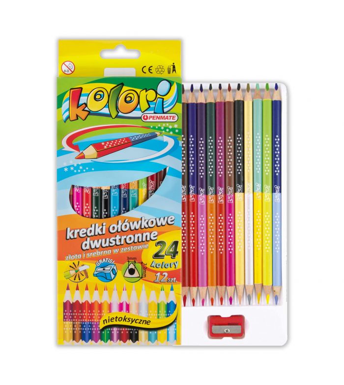 Карандаши двухцветные PENMATE Duo Colours, 24 цвета/12 шт.
