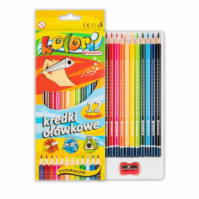 Карандаши цветные PENMATE треугольные, 12 цвета