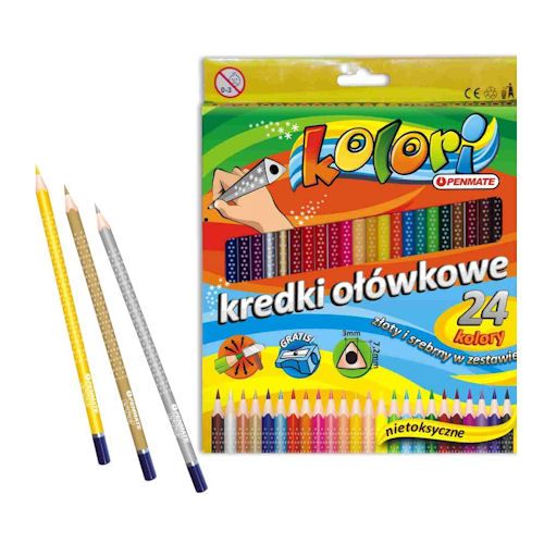 Карандаши цветные PENMATE треугольные, 24 цвета