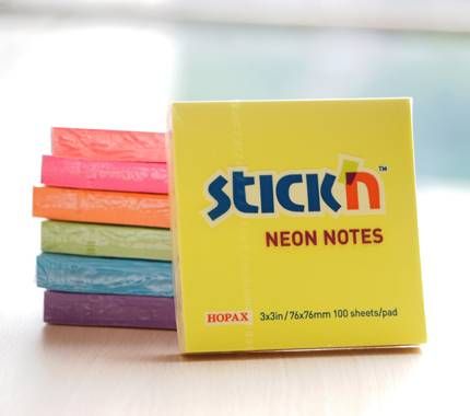 Блок для заметок 76x76мм/100л STICK`N, неон , 100 листов