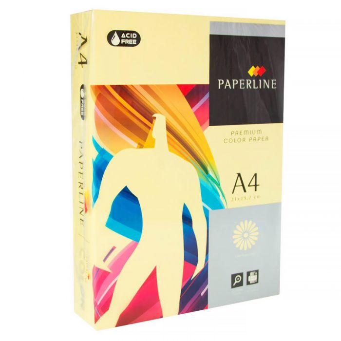 Бумага цветная A4 Paperline YELLOW, 80 гр., пастель, желтая