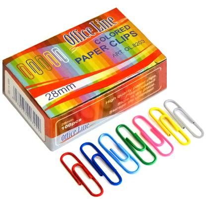 Agrafe OfficeLine 28 mm, 100 buc., rotunde, colorate